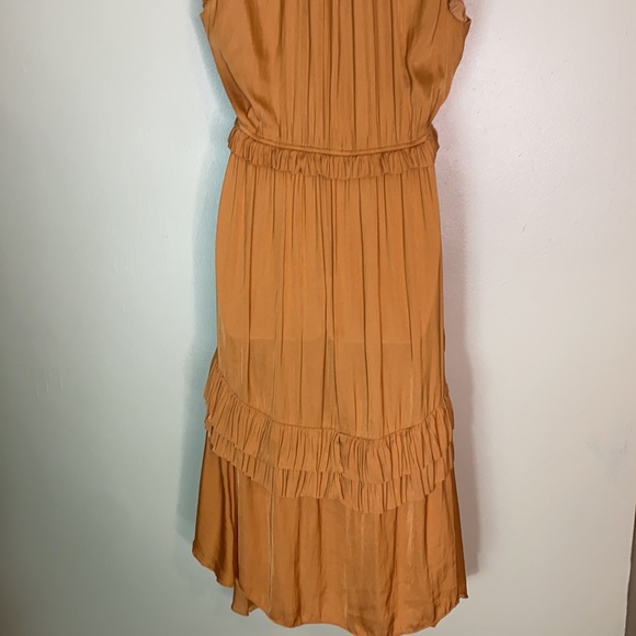Women’s Current Air Anthropologie Romantic Orange Ruffle Dress Size Large - Picture 10 of 14